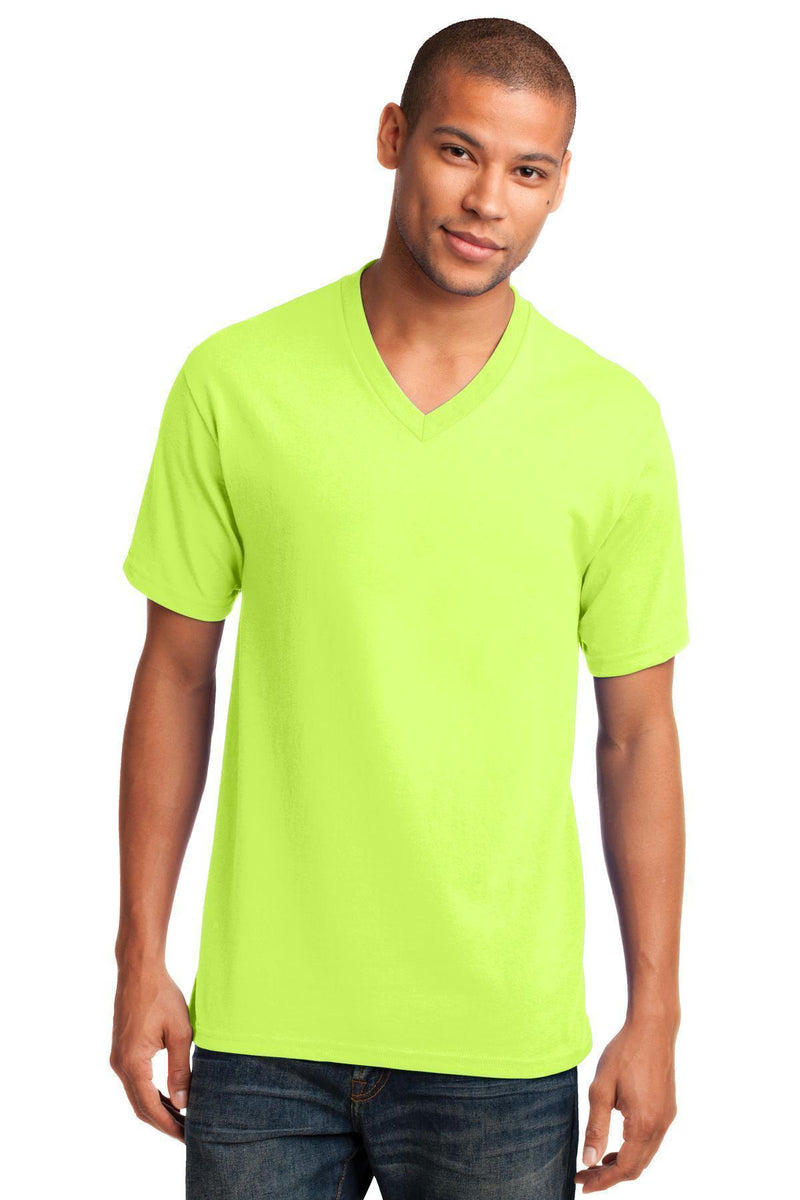 Port & Company Core Cotton V-Neck Tee. PC54V-T-shirts-Neon Yellow-4XL-JadeMoghul Inc.