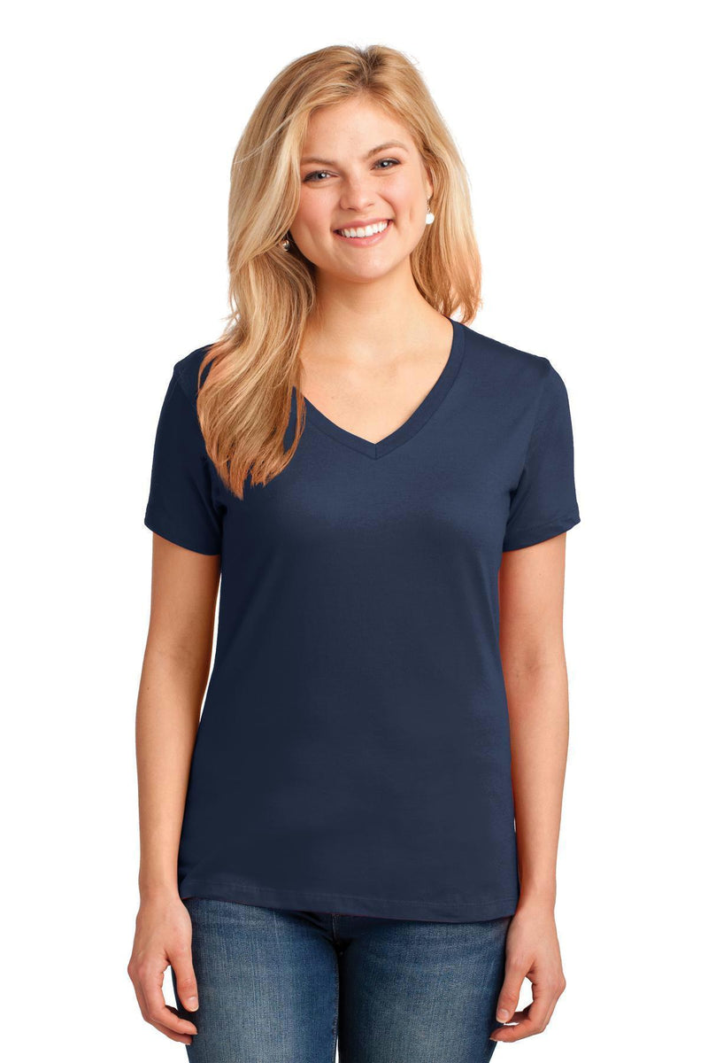 Port & Company Ladies Core Cotton V-Neck Tee. LPC54V-T-shirts-Navy-4XL-JadeMoghul Inc.