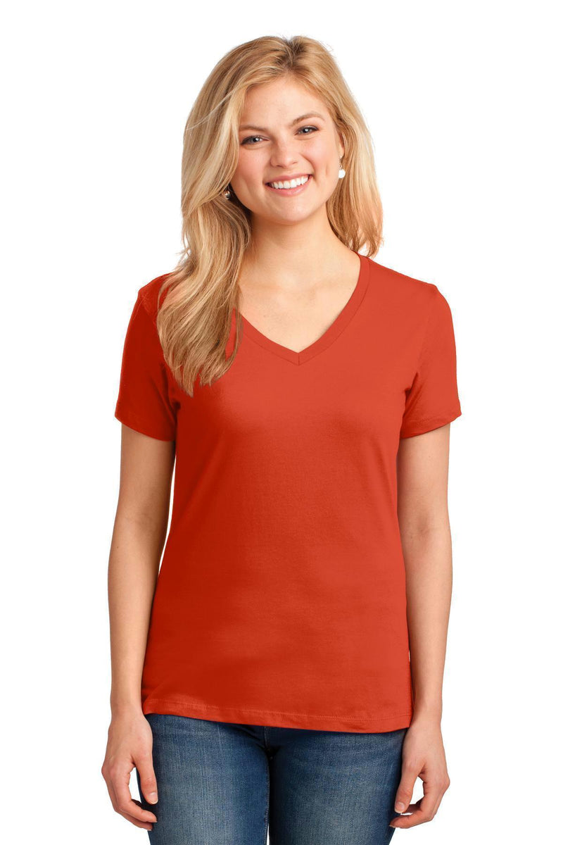 Port & Company Ladies Core Cotton V-Neck Tee. LPC54V-T-shirts-Orange-4XL-JadeMoghul Inc.