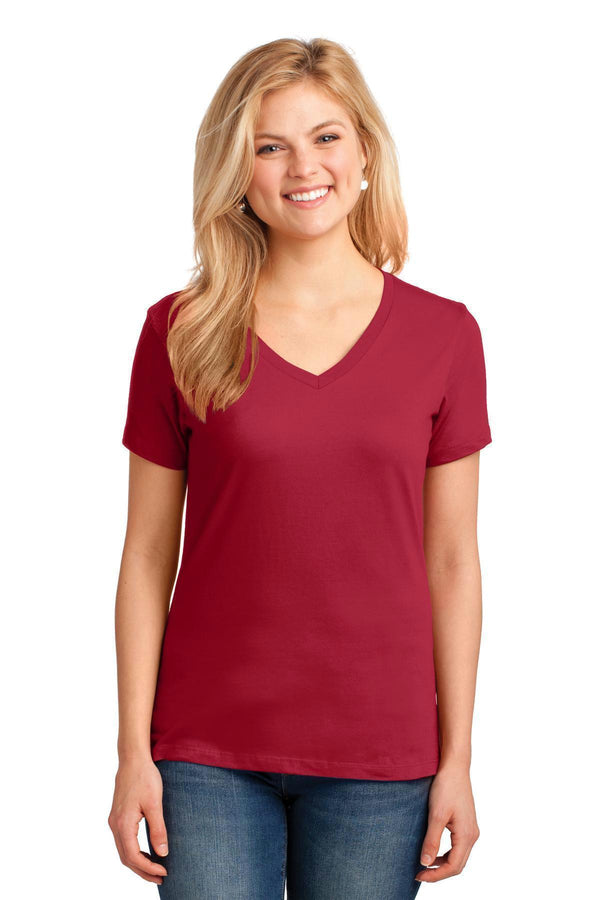 Port & Company Ladies Core Cotton V-Neck Tee. LPC54V-T-shirts-Red-4XL-JadeMoghul Inc.