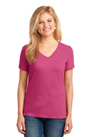 Port & Company Ladies Core Cotton V-Neck Tee. LPC54V-T-shirts-White-4XL-JadeMoghul Inc.