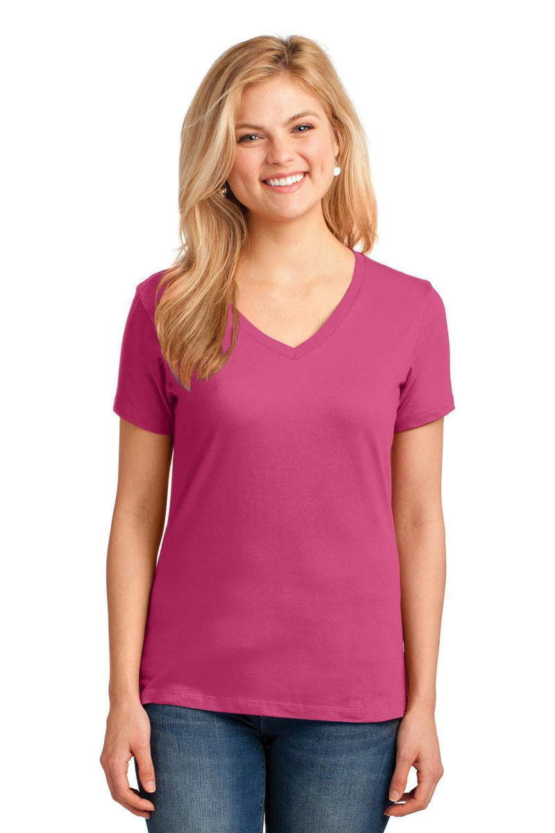 Port & Company Ladies Core Cotton V-Neck Tee. LPC54V-T-shirts-White-4XL-JadeMoghul Inc.