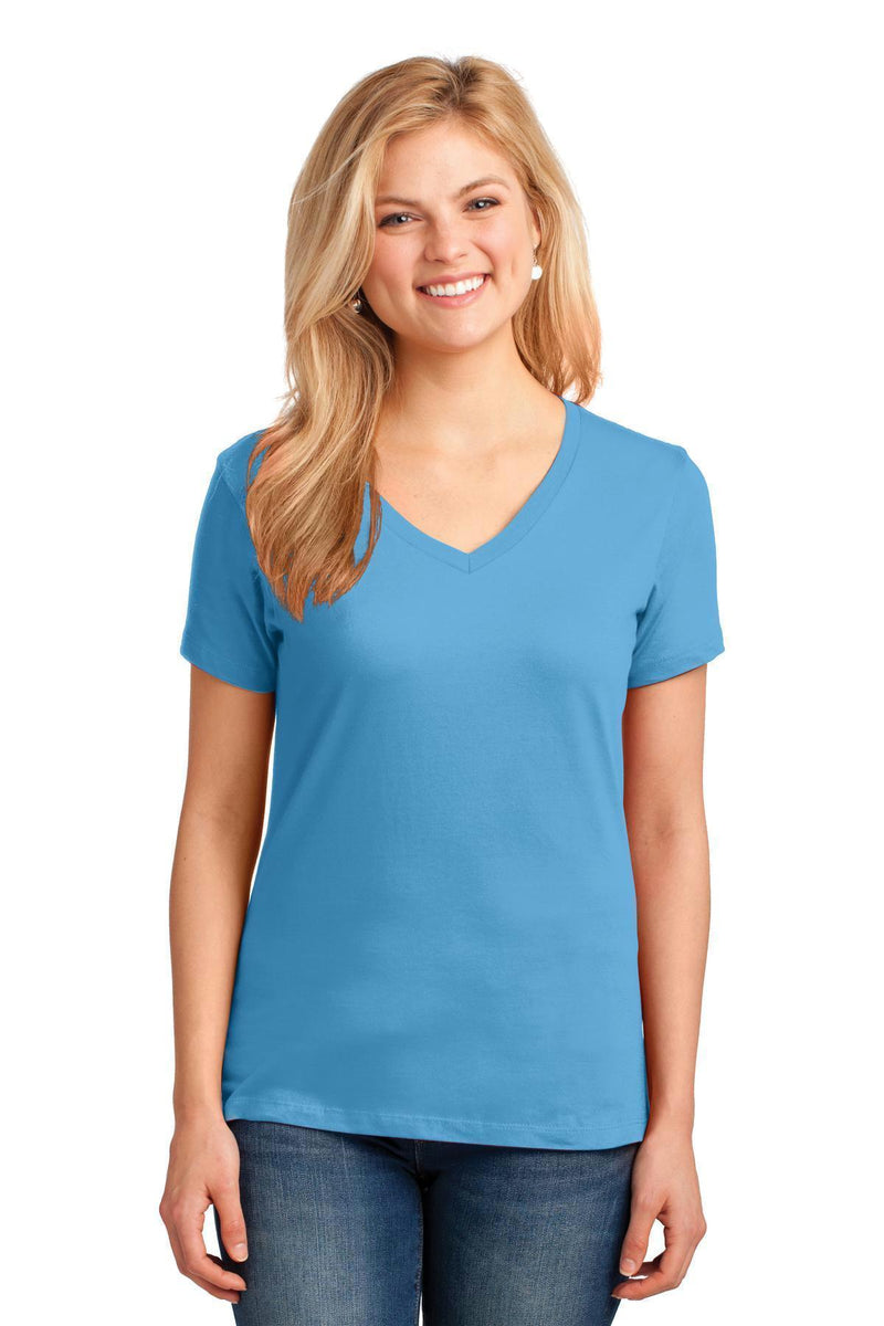 Port & Company Ladies Core Cotton V-Neck Tee. LPC54V-T-shirts-White-4XL-JadeMoghul Inc.