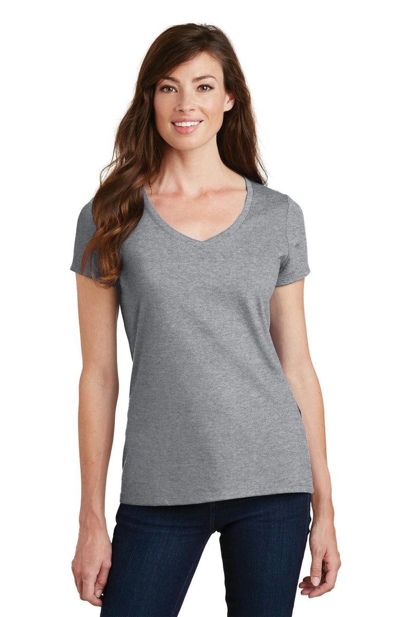 Port & Company Ladies Fan Favorite V-Neck Tee. LPC450V-T-shirts-Dark Heather Grey-4XL-JadeMoghul Inc.