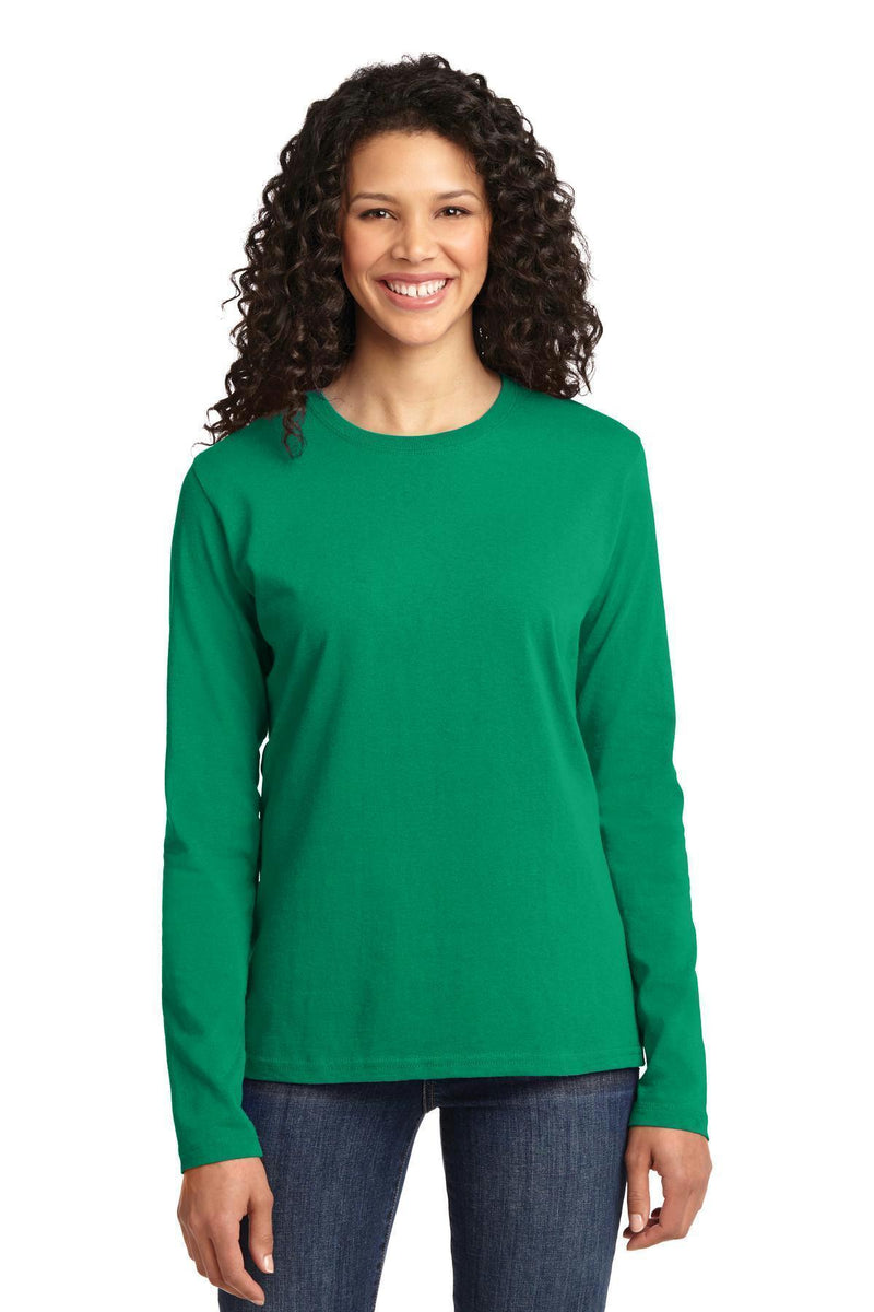 Port & Company Ladies Long Sleeve Core Cotton Tee. LPC54LS-T-shirts-Kelly-4XL-JadeMoghul Inc.