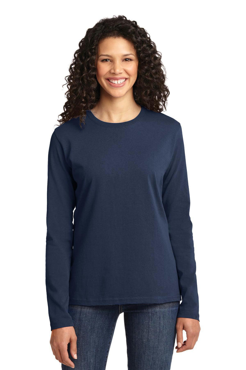 Port & Company Ladies Long Sleeve Core Cotton Tee. LPC54LS-T-shirts-Navy-4XL-JadeMoghul Inc.