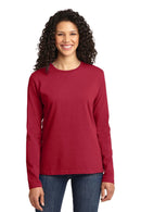 Port & Company Ladies Long Sleeve Core Cotton Tee. LPC54LS-T-shirts-Red-4XL-JadeMoghul Inc.
