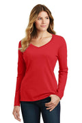 Port & Company Ladies Long Sleeve Fan Favorite V-Neck Tee. LPC450VLS-T-shirts-Bright Red-4XL-JadeMoghul Inc.