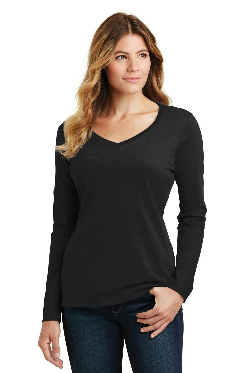 Port & Company Ladies Long Sleeve Fan Favorite V-Neck Tee. LPC450VLS-T-shirts-Dark Heather Grey-4XL-JadeMoghul Inc.