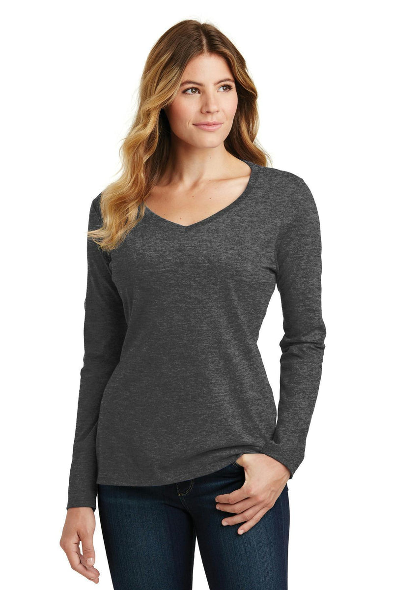 Port & Company Ladies Long Sleeve Fan Favorite V-Neck Tee. LPC450VLS-T-shirts-Dark Heather Grey-4XL-JadeMoghul Inc.