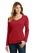 Port & Company Ladies Long Sleeve Fan Favorite V-Neck Tee. LPC450VLS-T-shirts-Team Cardinal-4XL-JadeMoghul Inc.