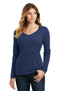 Port & Company Ladies Long Sleeve Fan Favorite V-Neck Tee. LPC450VLS-T-shirts-Team Navy-4XL-JadeMoghul Inc.