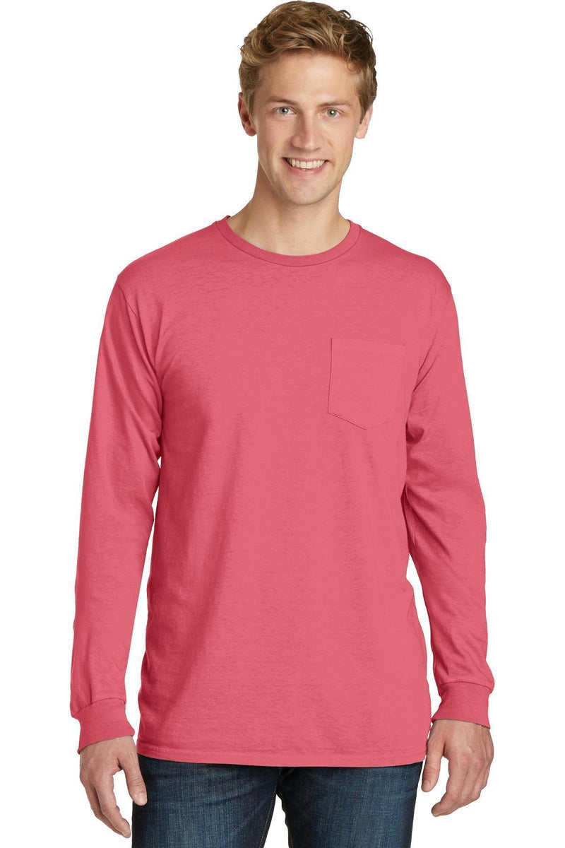 Port & Company Pigment-Dyed Long Sleeve Pocket Tee. PC099LSP-T-shirts-Fruit Punch-4XL-JadeMoghul Inc.