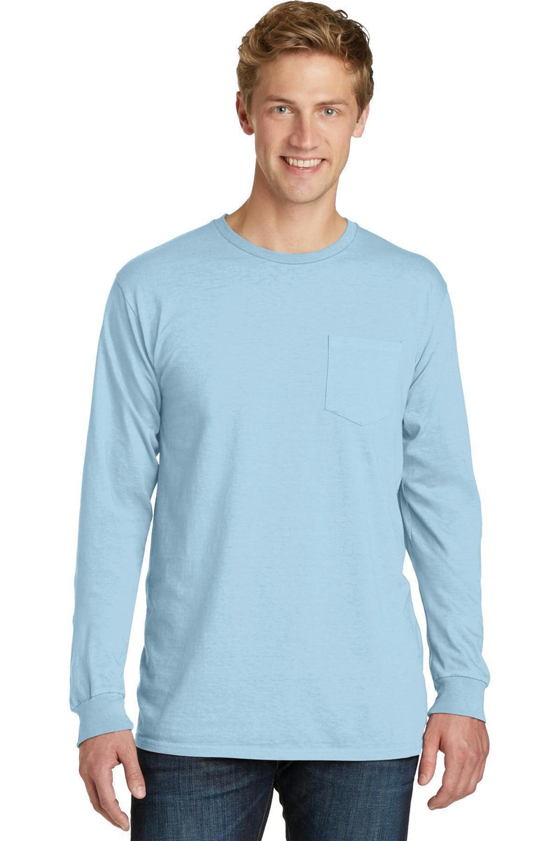 Port & Company Pigment-Dyed Long Sleeve Pocket Tee. PC099LSP-T-shirts-Glacier-4XL-JadeMoghul Inc.