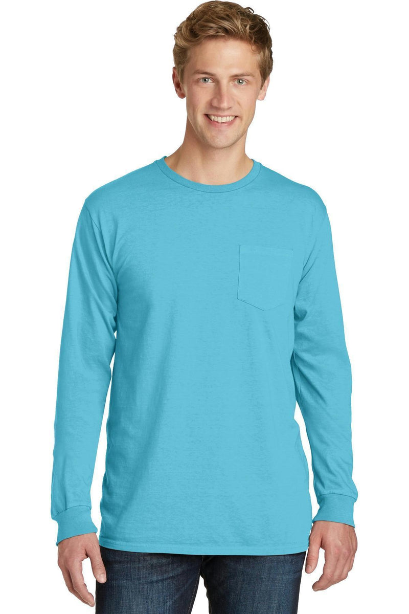 Port & Company Pigment-Dyed Long Sleeve Pocket Tee. PC099LSP-T-shirts-Tidal Wave-4XL-JadeMoghul Inc.