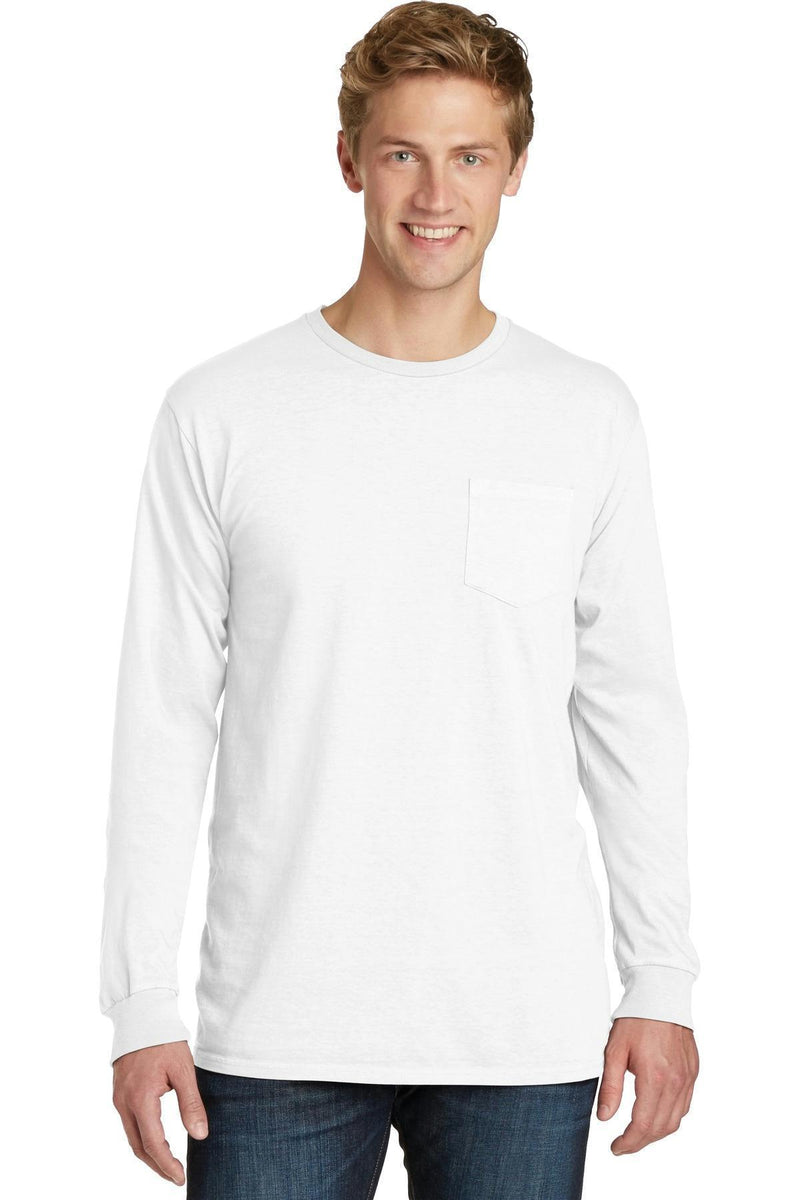 Port & Company Pigment-Dyed Long Sleeve Pocket Tee. PC099LSP-T-shirts-White-4XL-JadeMoghul Inc.