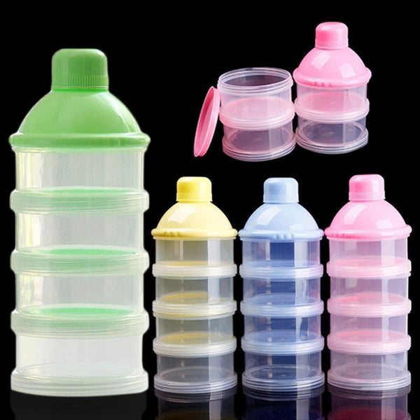 Portable Baby Infant Feeding Milk Powder & Food Bottle Container 3 Cells Grid Practical Box-Yellow-JadeMoghul Inc.