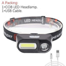 Portable mini XPE+COB LED Headlamp USB Rechargeable Camping Head lamp Fishing headlight flashlight torch JadeMoghul Inc. 
