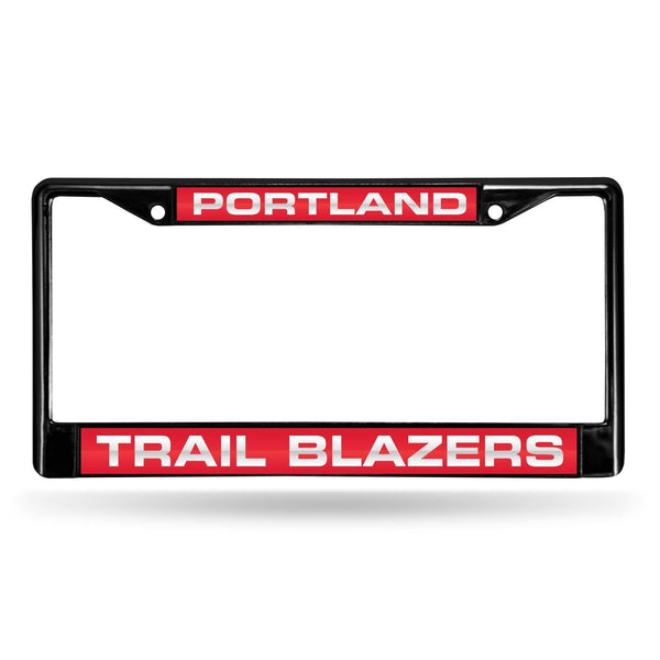 Honda License Plate Frame Portland Trail Blazers Black Laser Chrome Frame