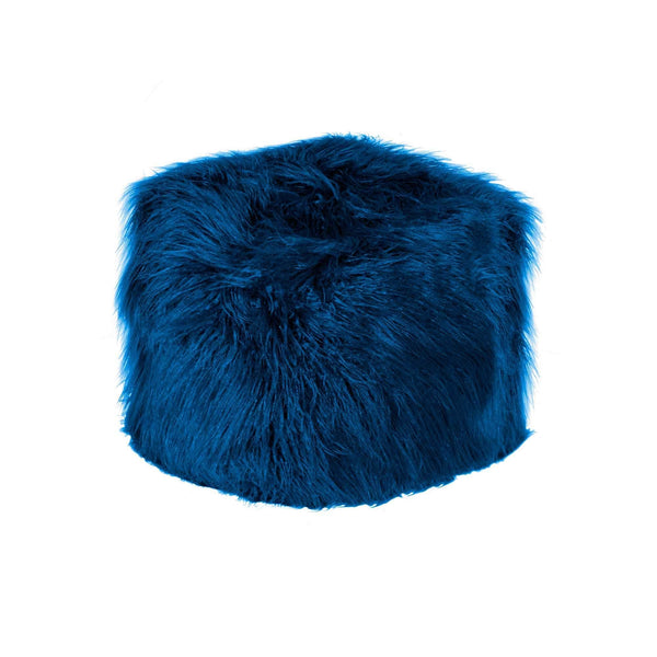Poufs Floor Pouf - 16" x 17" x 5" Ink Sheepskin Faux Fur Pouf HomeRoots