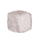 Poufs Floor Pouf - 16" x 17" x 5" Sage Gray Sheepskin Faux Fur Pouf HomeRoots