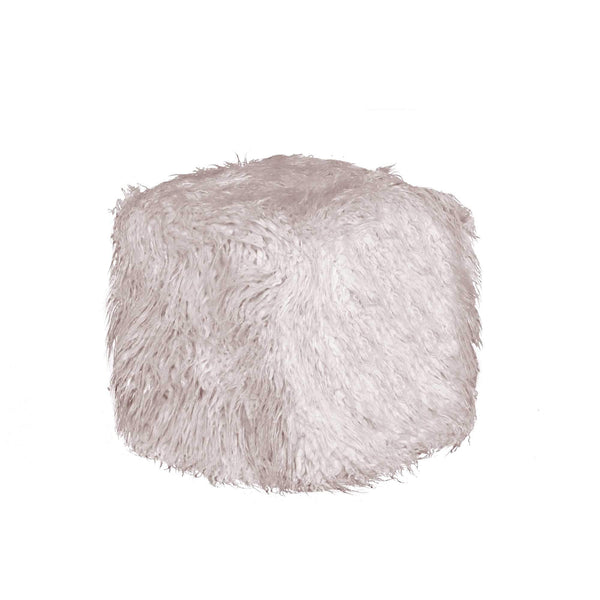 Poufs Floor Pouf - 16" x 17" x 5" Sage Gray Sheepskin Faux Fur Pouf HomeRoots