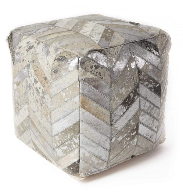 Poufs Floor Pouf - 18" x 18" Hide  Pouf HomeRoots