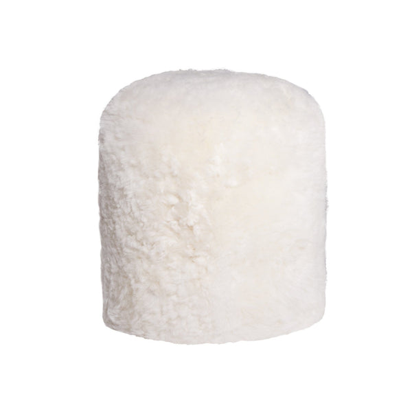 Poufs Floor Pouf - 18" x 18" x 16.5" White Short-Hair Sheepskin - Stump Pouf HomeRoots