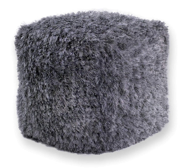 Poufs Floor Pouf - 18" x 18" x 18" Polyester Silver Pouf HomeRoots