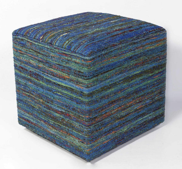 Poufs Floor Pouf - 18" x 18" x 18" Viscose Aqua Pouf HomeRoots