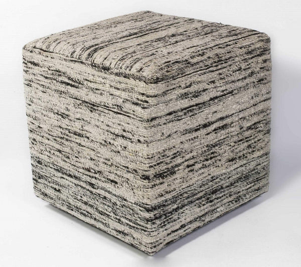 Poufs Floor Pouf - 18" x 18" x 18" Viscose Black & White Pouf HomeRoots