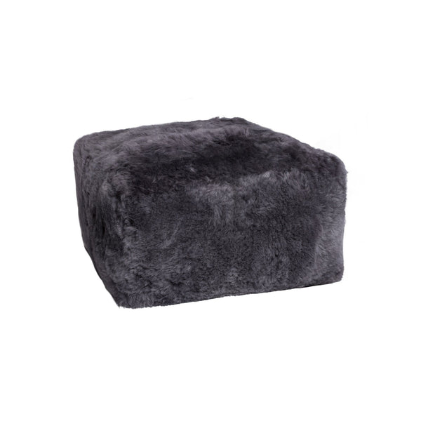 Poufs Floor Pouf - 24" x 24" x 12" Brisa Short-Hair Sheepskin Cube Pouf HomeRoots