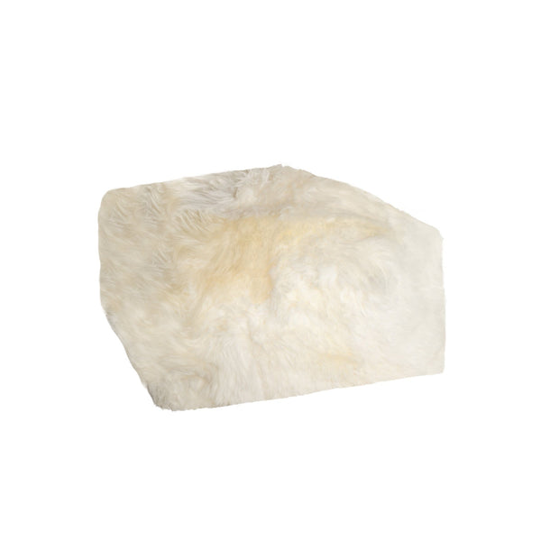 Poufs Floor Pouf - 24" x 24" x 12" White Short-Hair Sheepskin Cube Pouf HomeRoots