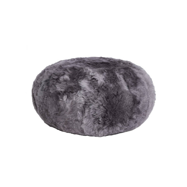Poufs Pouf Ottoman - 16.5" x 16.5" x 14" Gray Brisa Short-Hair Sheepskin - Ottoman Pouf HomeRoots