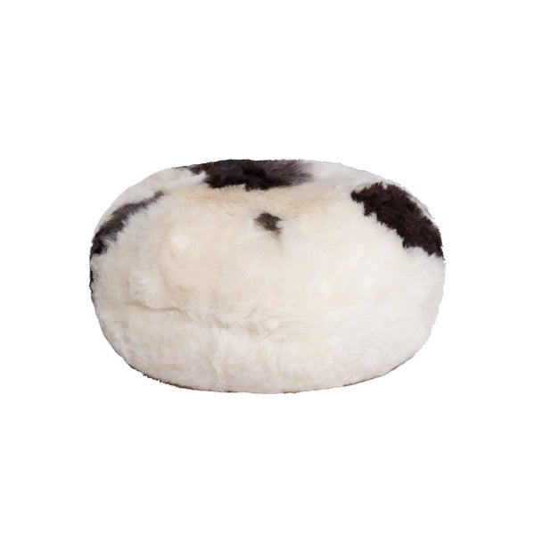 Poufs Pouf Ottoman - 16.5" x 16.5" x 14" Spotted Short-Hair Sheepskin - Ottoman Pouf HomeRoots