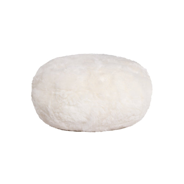 Poufs Pouf Ottoman - 16.5" x 16.5" x 14" White Short-Hair Sheepskin - Ottoman Pouf HomeRoots