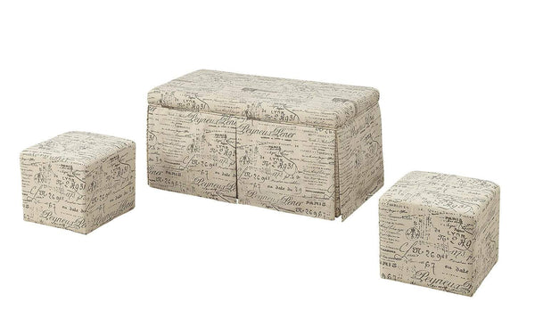 Poufs Pouf Ottoman - 18" X 36" X 18" Pattern Fabric Upholstery 3Pc Pk Bench & Ottomans HomeRoots