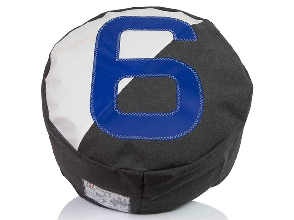 Poufs Pouf Ottoman - 22.05" X 22.05" X 11.81" Heather Gray Recycled Sailcloth Pouf Solo Dacron Blue 6 HomeRoots