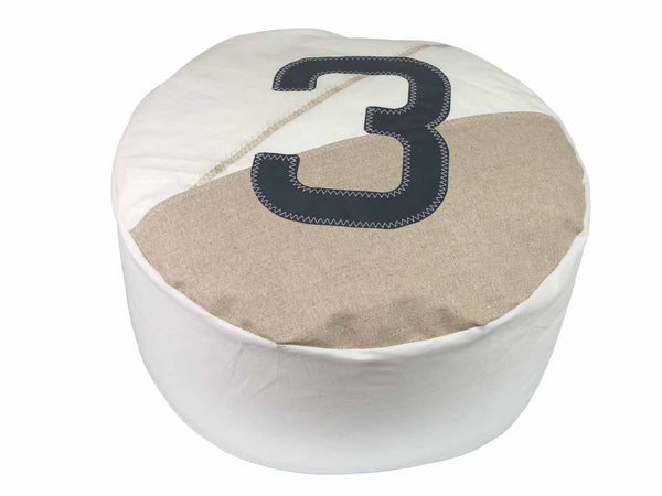 Poufs Pouf Ottoman - 22.05" X 22.05" X 11.81" Linen Recycled Sailcloth Pouf Solo Dacron Grey 3 HomeRoots