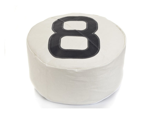 Poufs Pouf Ottoman - 22.05" X 22.05" X 11.81" White Recycled Sailcloth Pouf Solo Dacron Grey 8 HomeRoots