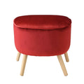 Poufs Pouf Ottoman - 22" X 21" X 20" Red Velvet Ottoman HomeRoots