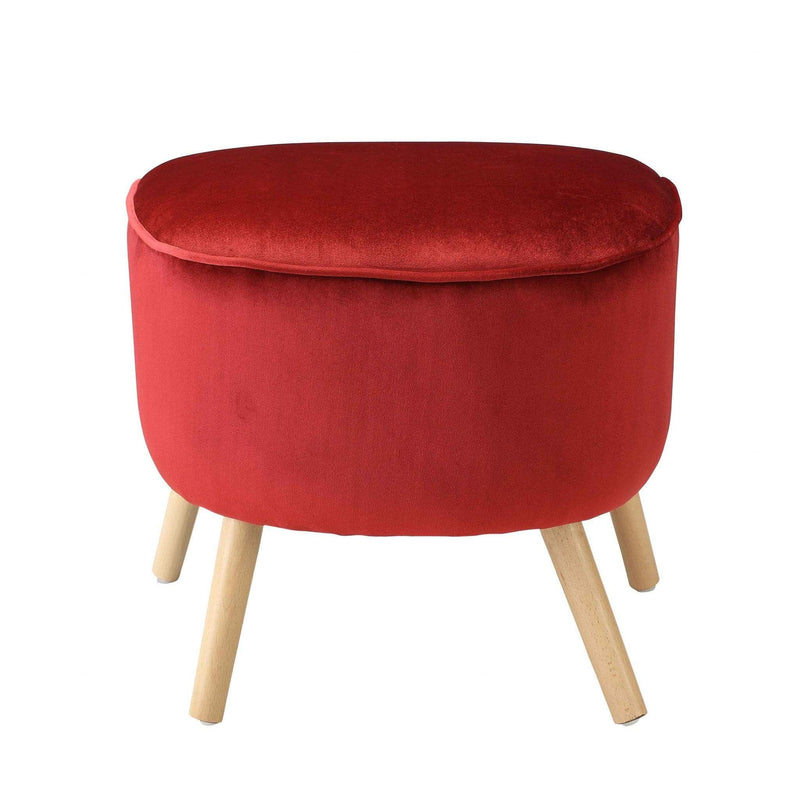Poufs Pouf Ottoman - 22" X 21" X 20" Red Velvet Ottoman HomeRoots
