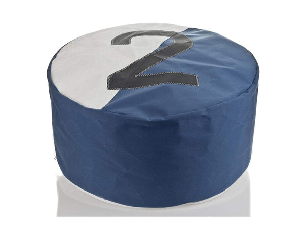 Poufs Pouf Ottoman - 28.35" X 28.35" X 15.75" Nattier Blue Recycled Sailcloth Pouf Duo Bicolor Dacron Grey 2 HomeRoots
