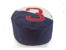 Poufs Pouf Ottoman - 28.35" X 28.35" X 15.75" Navy Blue Recycled Sailcloth Pouf Duo Dacron Red 3 HomeRoots