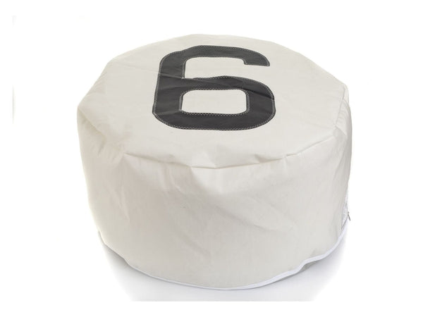 Poufs Pouf Ottoman - 28.35" X 28.35" X 15.75" White Recycled Sailcloth Pouf Duo Dacron Grey 6 HomeRoots