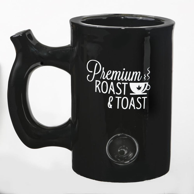 Premium roast & Toast Mug - shiny black with White print-Wedding Cake Accessories-JadeMoghul Inc.