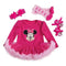 Princess Baby Girls 4pcs Sets Long Sleeve Cotton Rromper Rose Red Ruffle TUTU Dress Baby Clothing Vestidos 1 Birthday Dress-9F2026-3M-JadeMoghul Inc.