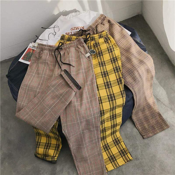 Privathinker Men Women Korean Black Plaid Casual Pants 2020 Mens Streetwear Harem Pants Male Checkered Trousers Plus Size AExp