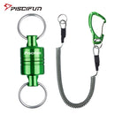 Piscifun Magnetic Net Release Fly Fishing Aluminum Strong Train Net Holder 7.7LB Lanyard Cable Pull 3.5KG Green/Silver/Black