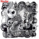 Hot Sale 50 Pcs Metallic Black and White Stickers Graffiti Sticker for Laptop Luggage Car Styling Wall Guitar Cool Stickers
